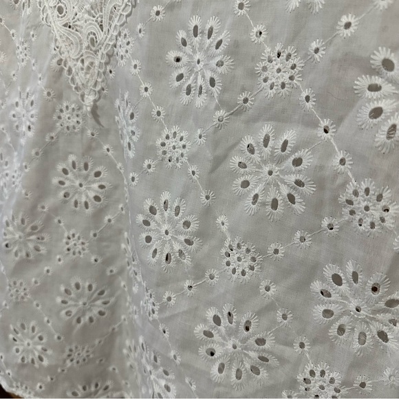 Niay White Eyelet Lace Trim V Neck Tank Top Casual Summer Blouse - Extra Large - Picture 5 of 8